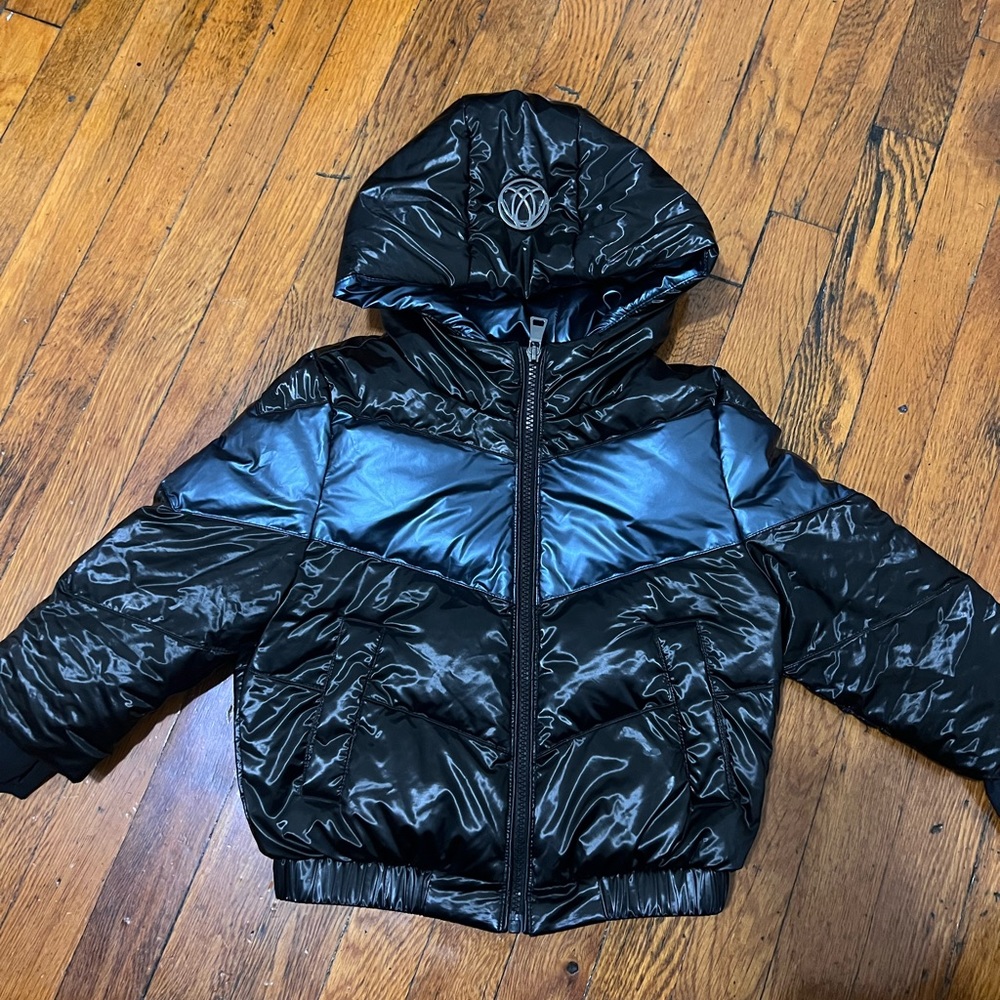 Ellabee Quilted Two-Tone Puffer Jacket - BLACK/BLUE